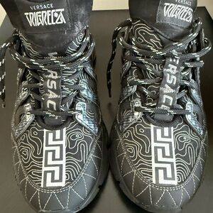Versace Black and Gray Patterned Sneakers